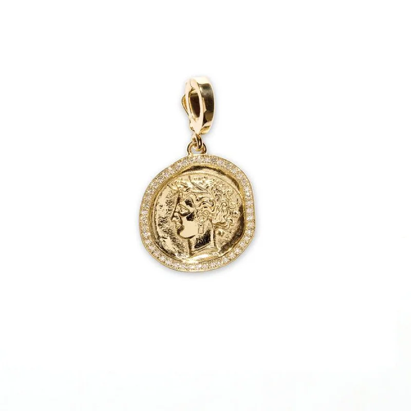 Goddess Small Pave Diamond Coin