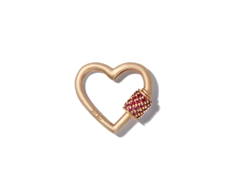 Marla Aaron 14K Gold Ruby Stoned Baby Heart Lock