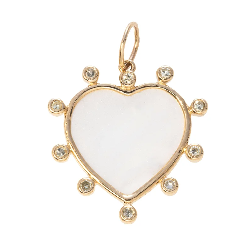 Mother of Pearl & Diamond 14K Gold Heart Pendant