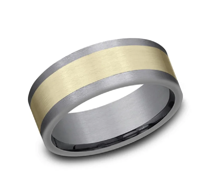 Smooth Two Tone Band | Tantalum and 14K Yellow Gold