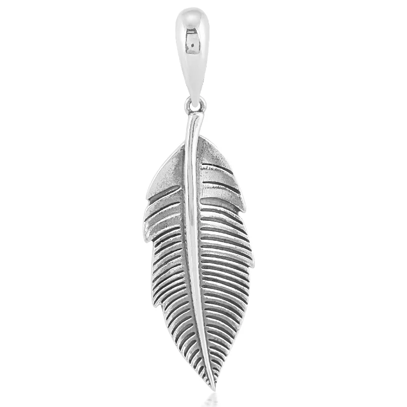 Sterling Silver Earth Spirit Feather Pendant Enhancer