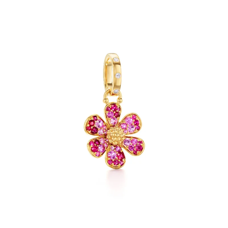 Temple St. Clair Pink Sapphire & Ruby Flower Pendant