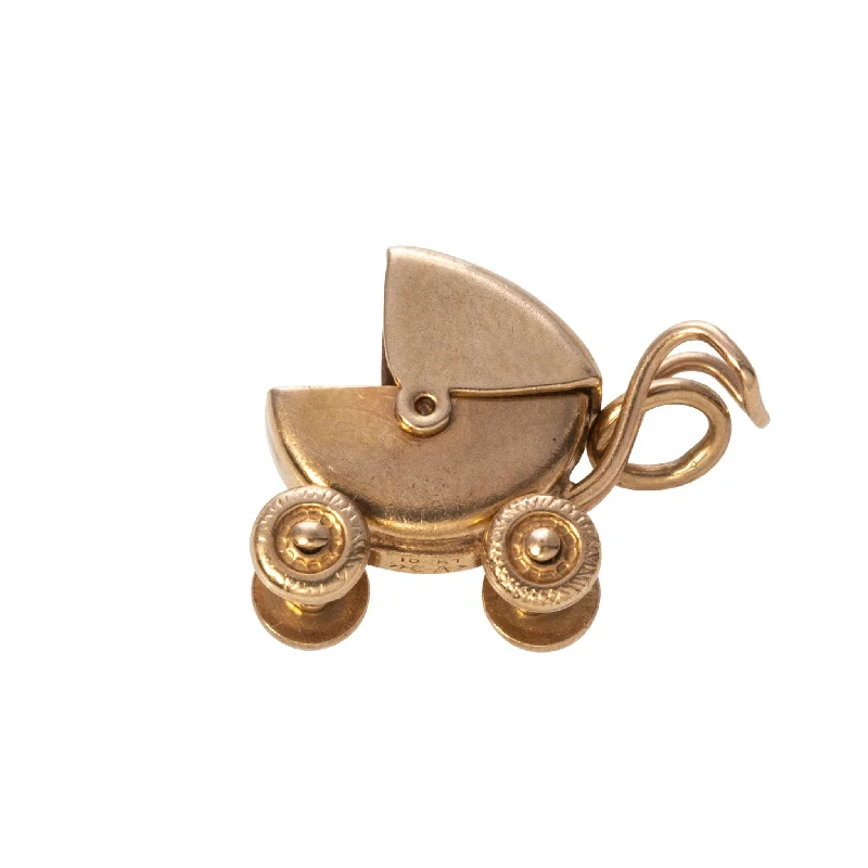 Vintage 10K Gold Baby Carriage Charm