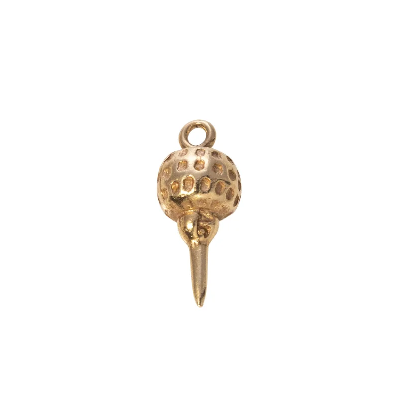 Vintage 14K Gold Golf Ball On Tee Charm