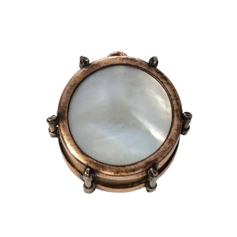 Vintage Mother of Pearl Gold-Filled Drum Charm